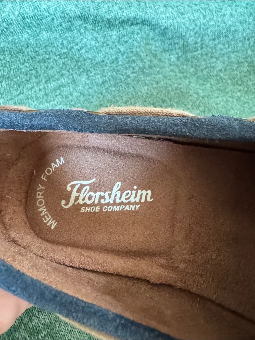 Florsheim Little Kids Navy Suede Moccasin Loafers with Tan Laces Size 1M